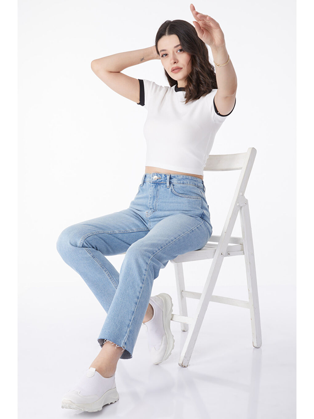 Paça Püsküllü Jean Pantolon Acik Mavi   50000