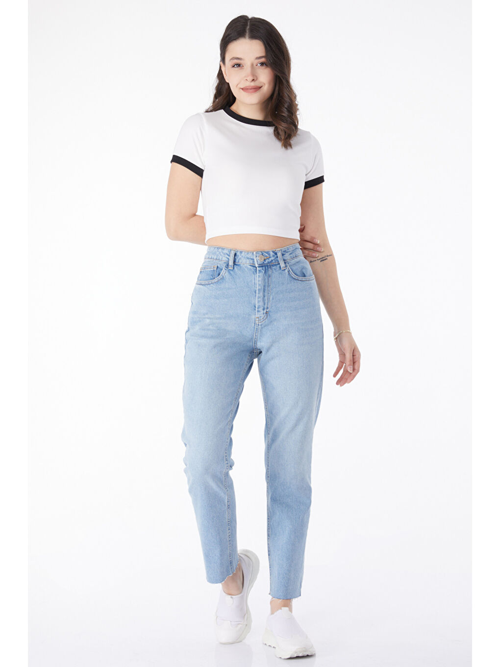 Paça Püsküllü Jean Pantolon Acik Mavi   50000-1