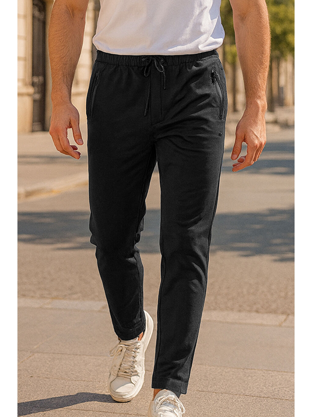 Paçası Düz Beli Lastikli 3 Cepli Erkek Eşofman Altı 7051 Siyah