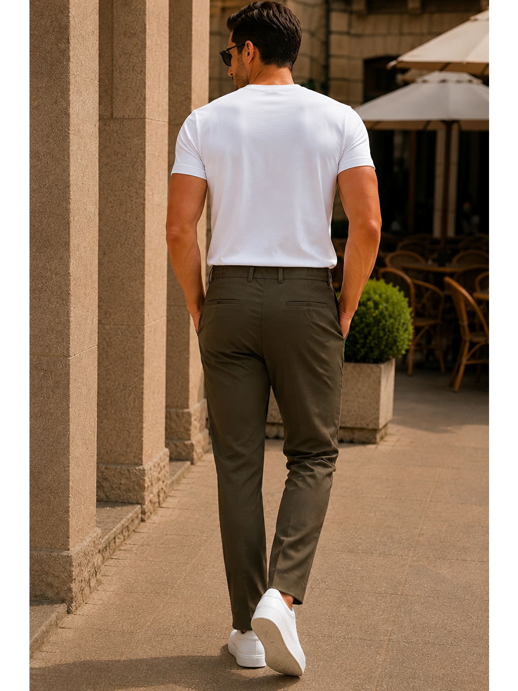 Erkek Premium Poliamid Kumaş Comfort Fit Jogger Haki Pantolon - 252dngr-2
