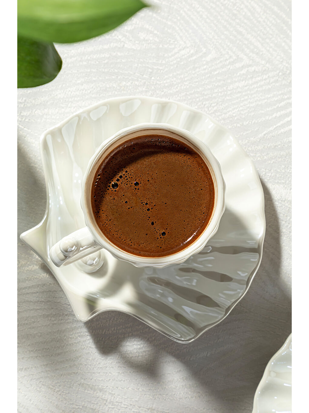 Ekru Perla 6 Kişilik 12 Parça Porselen Kahve Fincan Takımı-1