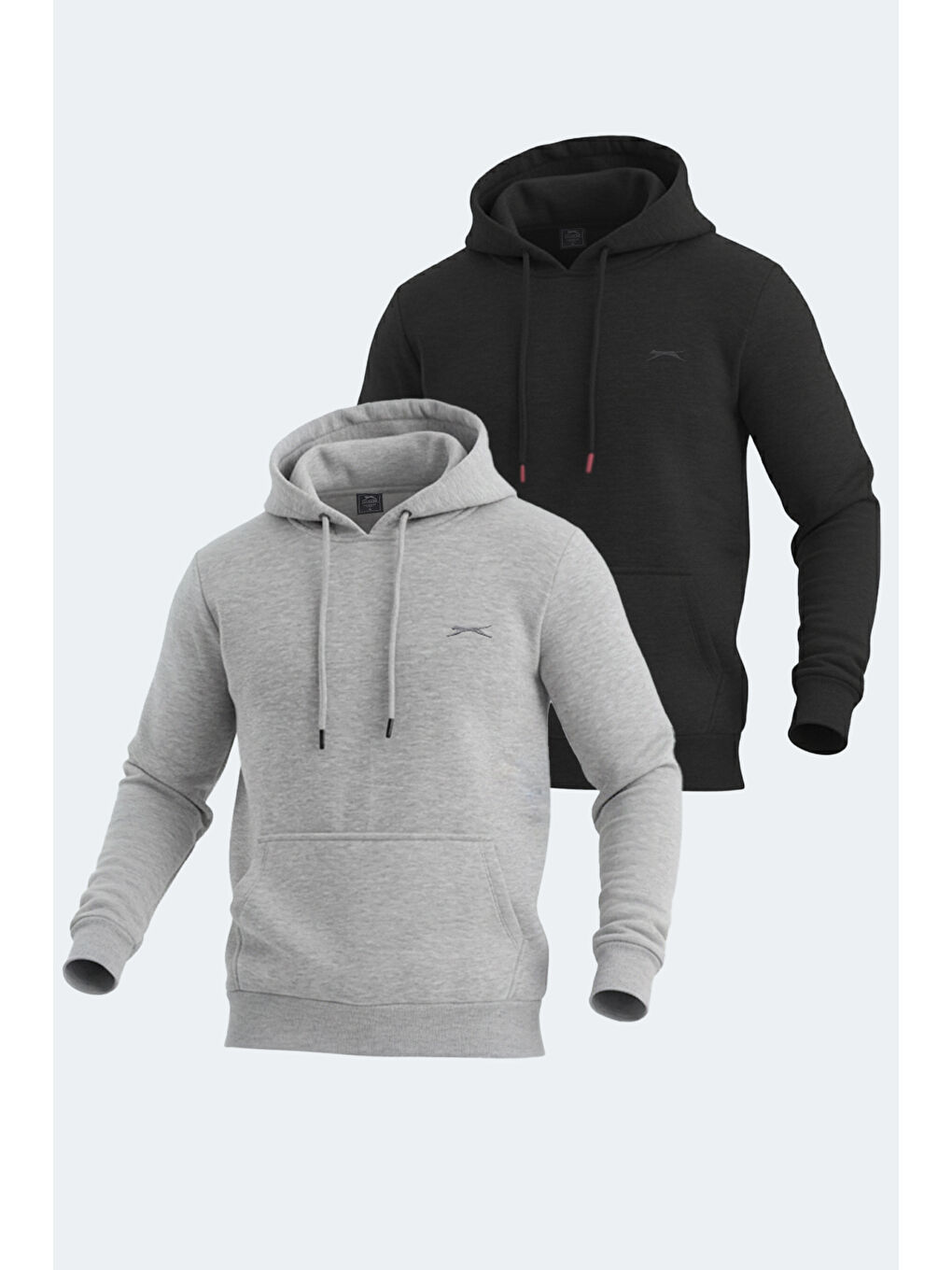 KEANS 2 li set Erkek Kapüşonlu Cepli Siyah - Gri Sweatshirt
