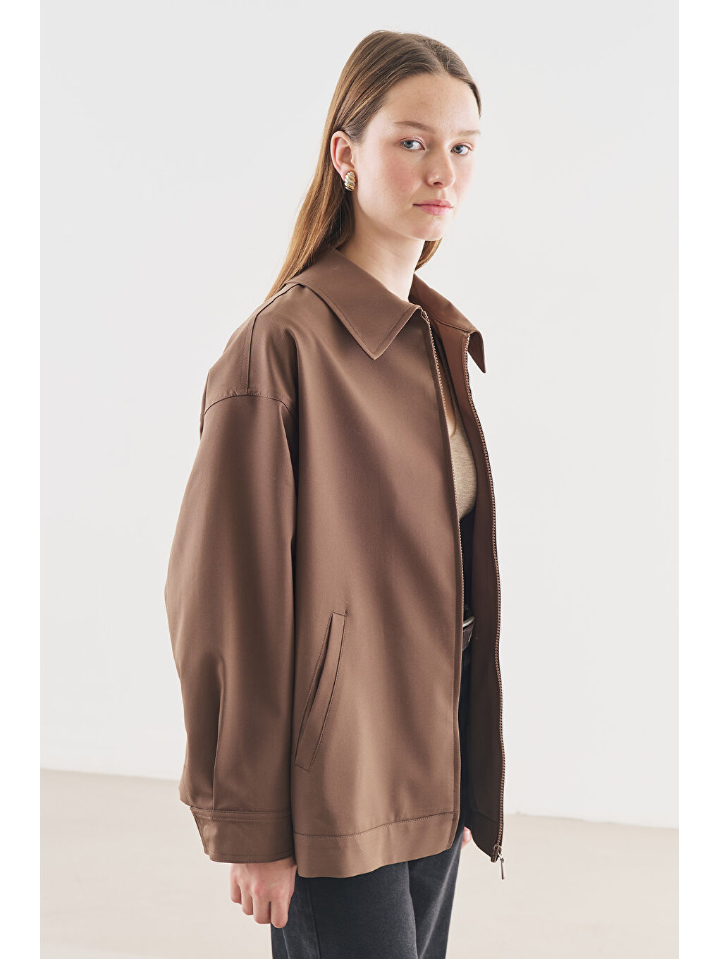 Manşet Detaylı Ceket Kahverengi-4