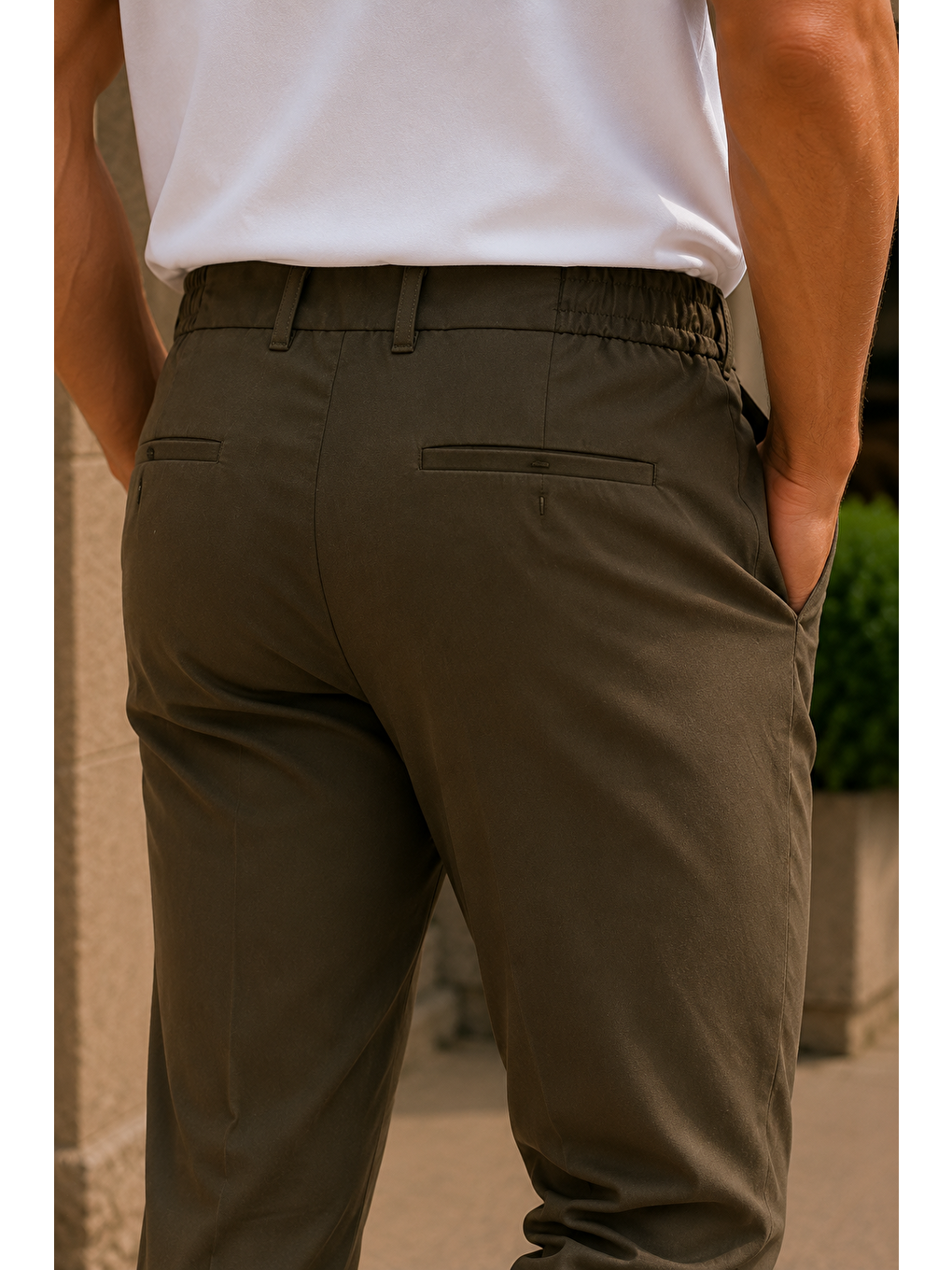 Erkek Premium Poliamid Kumaş Comfort Fit Jogger Haki Pantolon - 252dngr-4