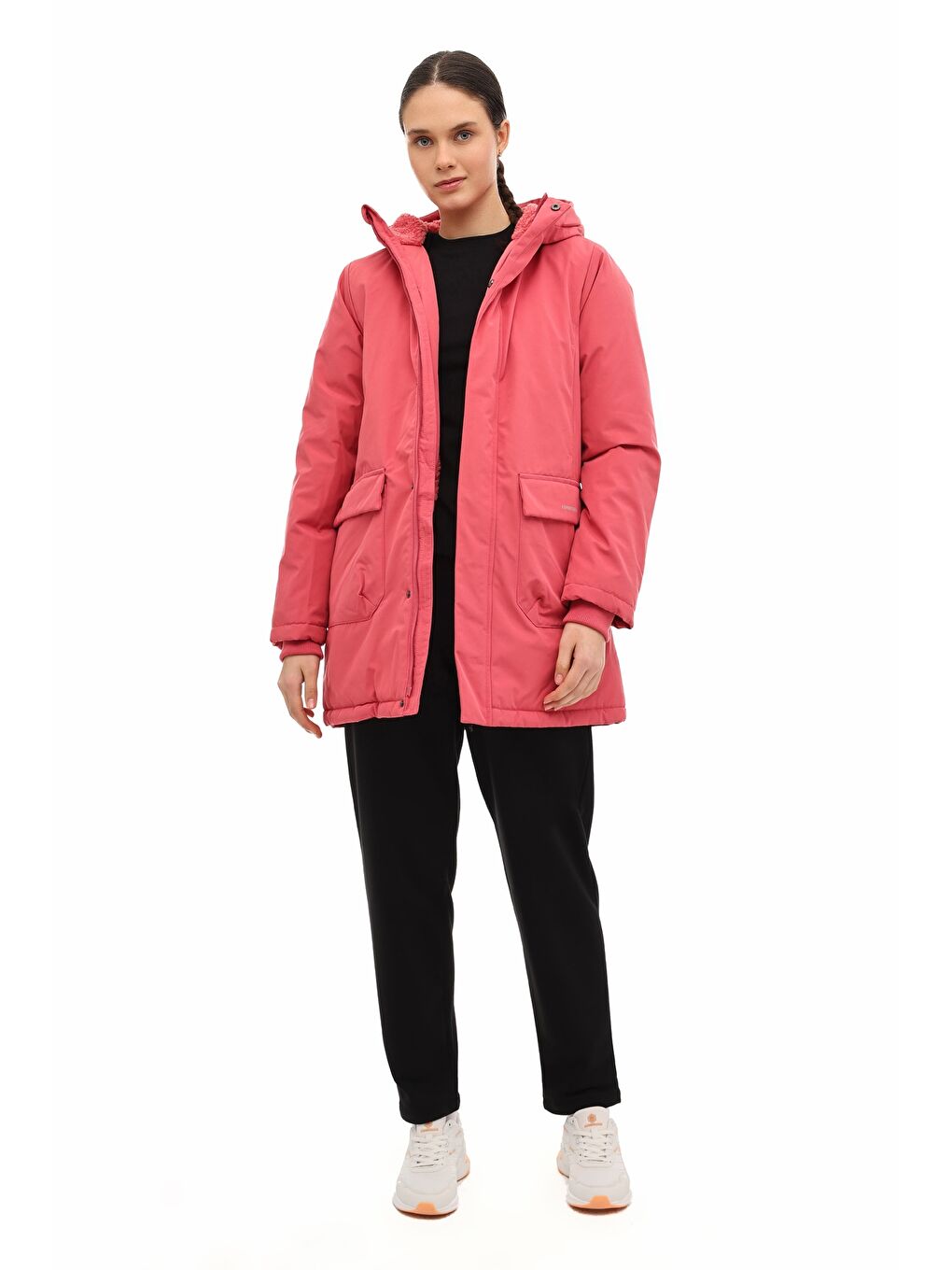 WL 3NORT 5PR Pembe Kadın Uzun Kaban-2