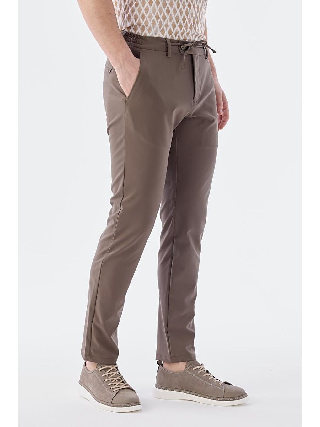 Bej Vizon Comfort Fit Jogger Spor Pantolon-2