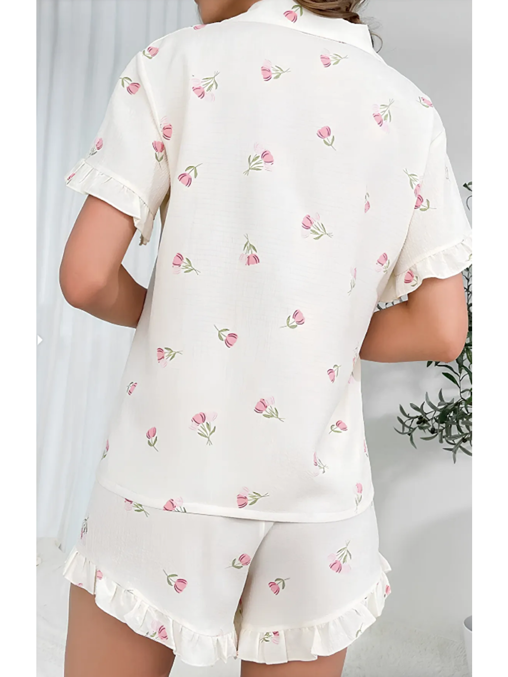 Beyaz BÜRÜMCÜK DÜĞMELİ ŞORT TAKIM 7040-1-B-2