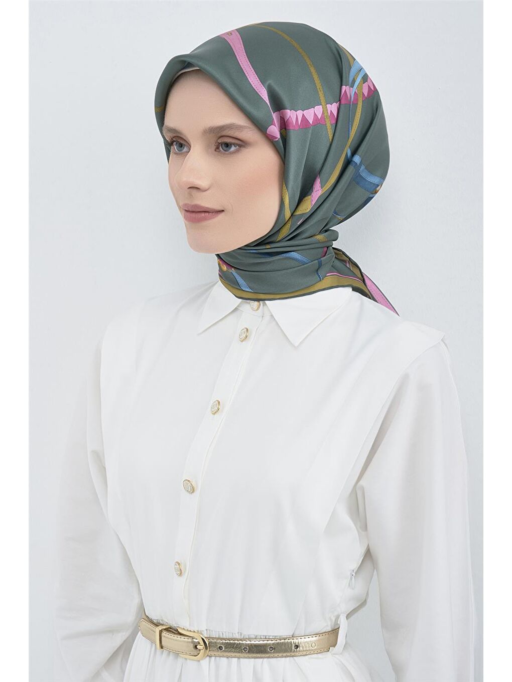 Petrol Saf İpek Sura Eşarp 9517D 50-2