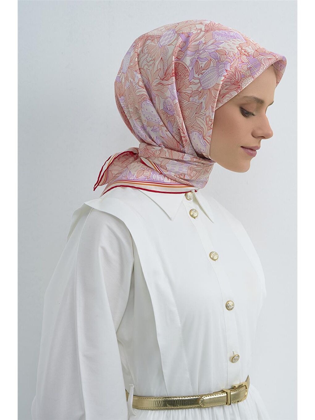 Pembe Saf İpek Sura Eşarp 9508D 56-1