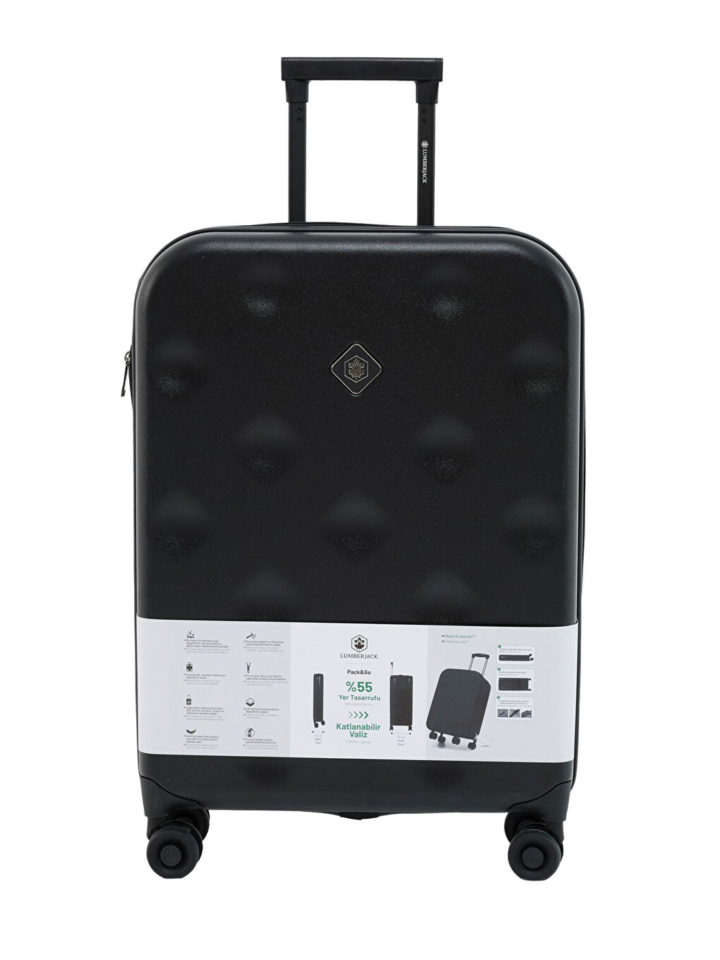 Katlanabilir Valiz -O 5FX Siyah Unisex Orta Boy Valiz