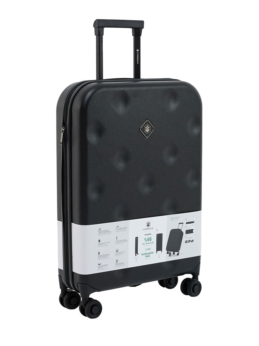 Katlanabilir Valiz -O 5FX Siyah Unisex Orta Boy Valiz-1