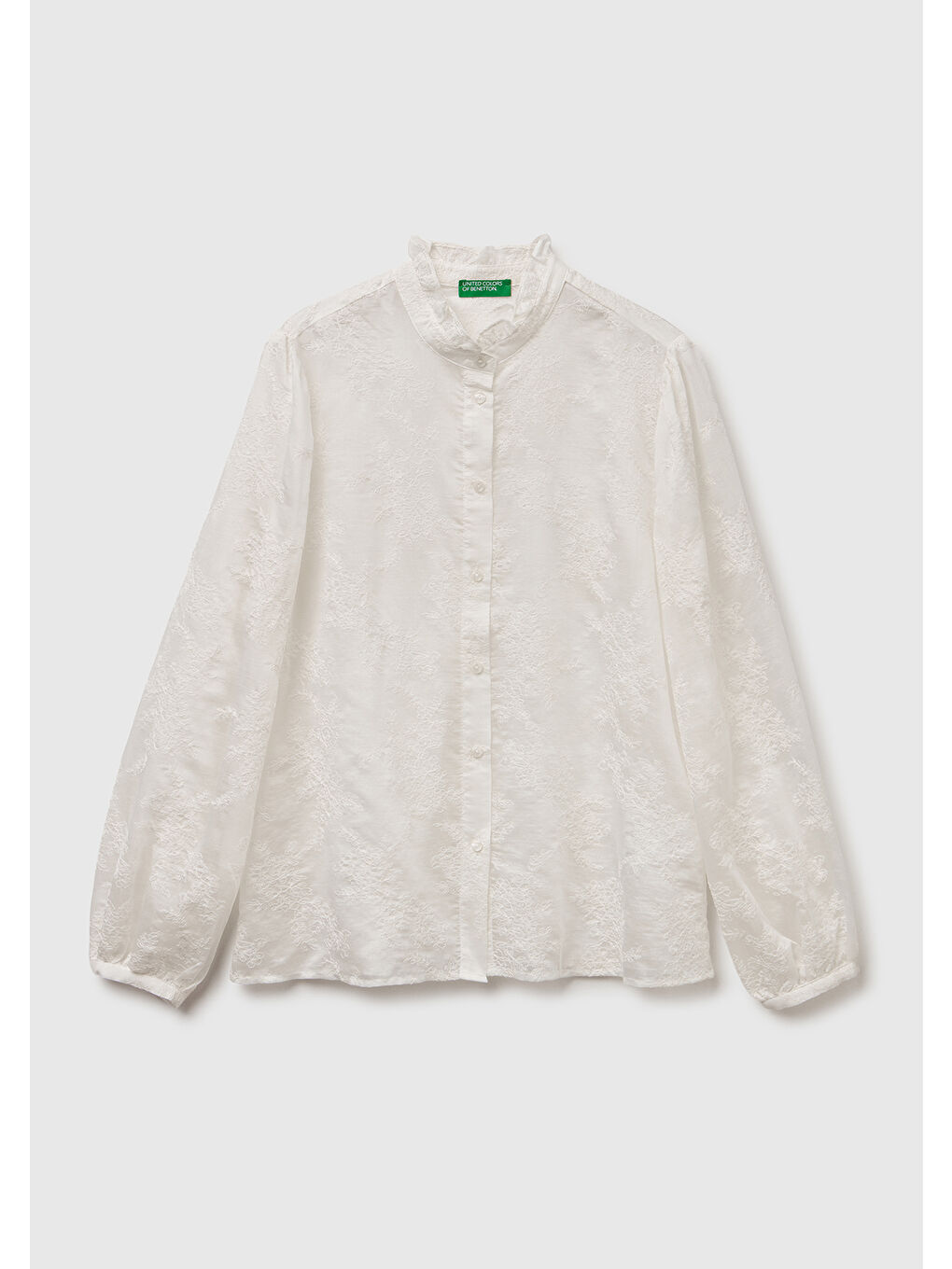 Kadın Ekru Liyosel ve Pamuk Karışımlı Düğmeli Kolu Lastikli Gömlek-1