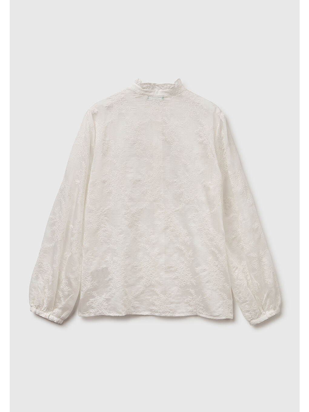 Kadın Ekru Liyosel ve Pamuk Karışımlı Düğmeli Kolu Lastikli Gömlek-3