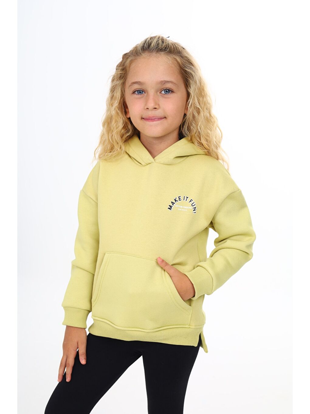 Yeşil Kız Çocuk Baskılı Sweatshirt-2