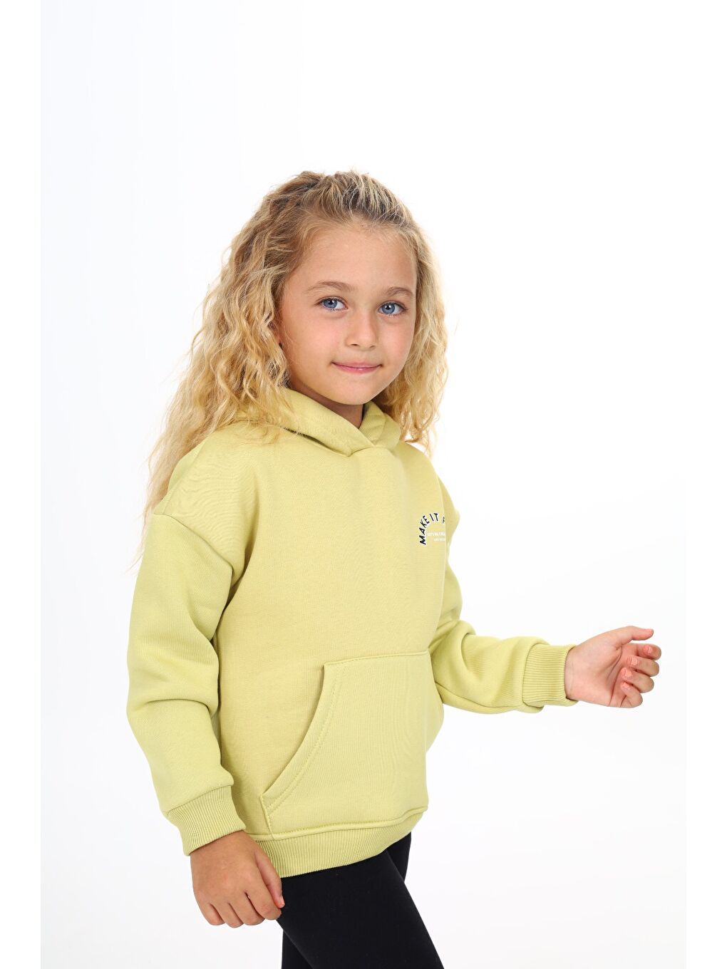 Yeşil Kız Çocuk Baskılı Sweatshirt-3