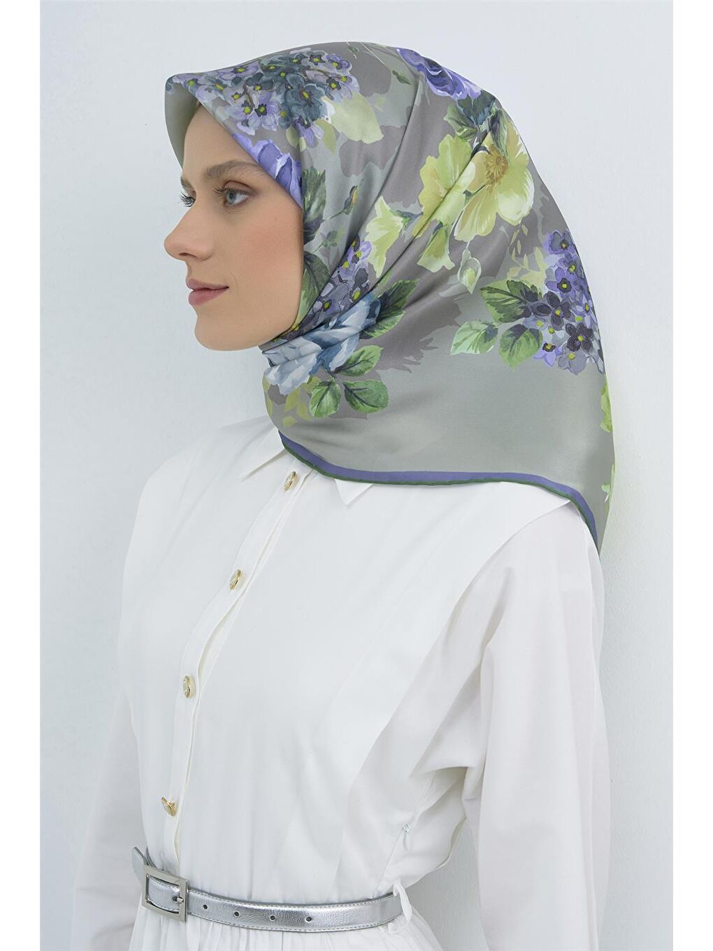 Yeşil Saf İpek Twill Eşarp 9520D 83-1