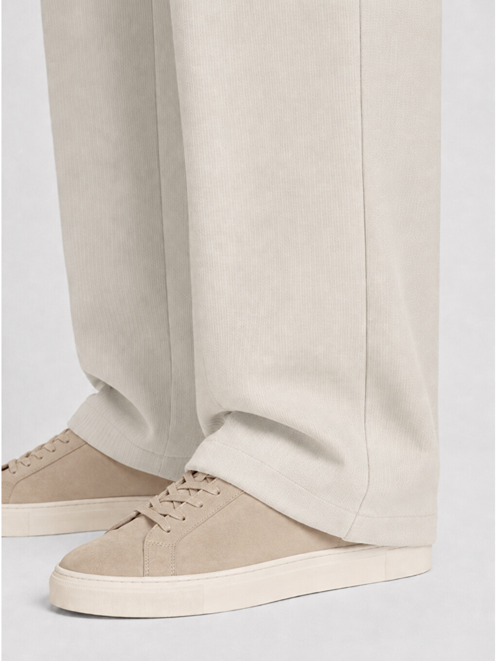 Erkek Ekru Relax Fit Bağcıklı Baggy Pantolon-4
