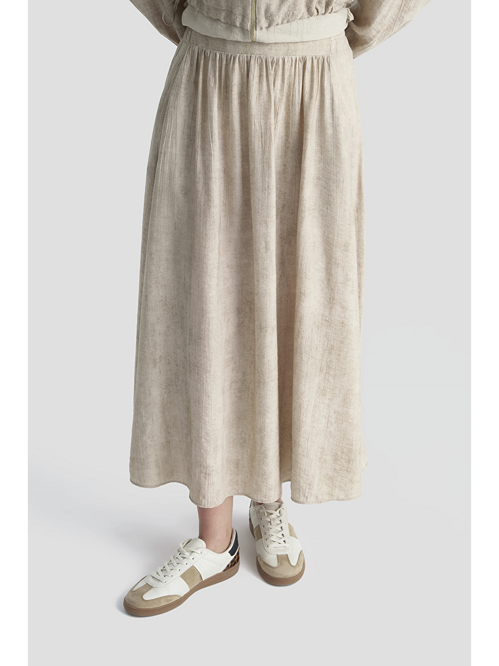 Efekt Kumaşlı Ceketli Takım Bej-2