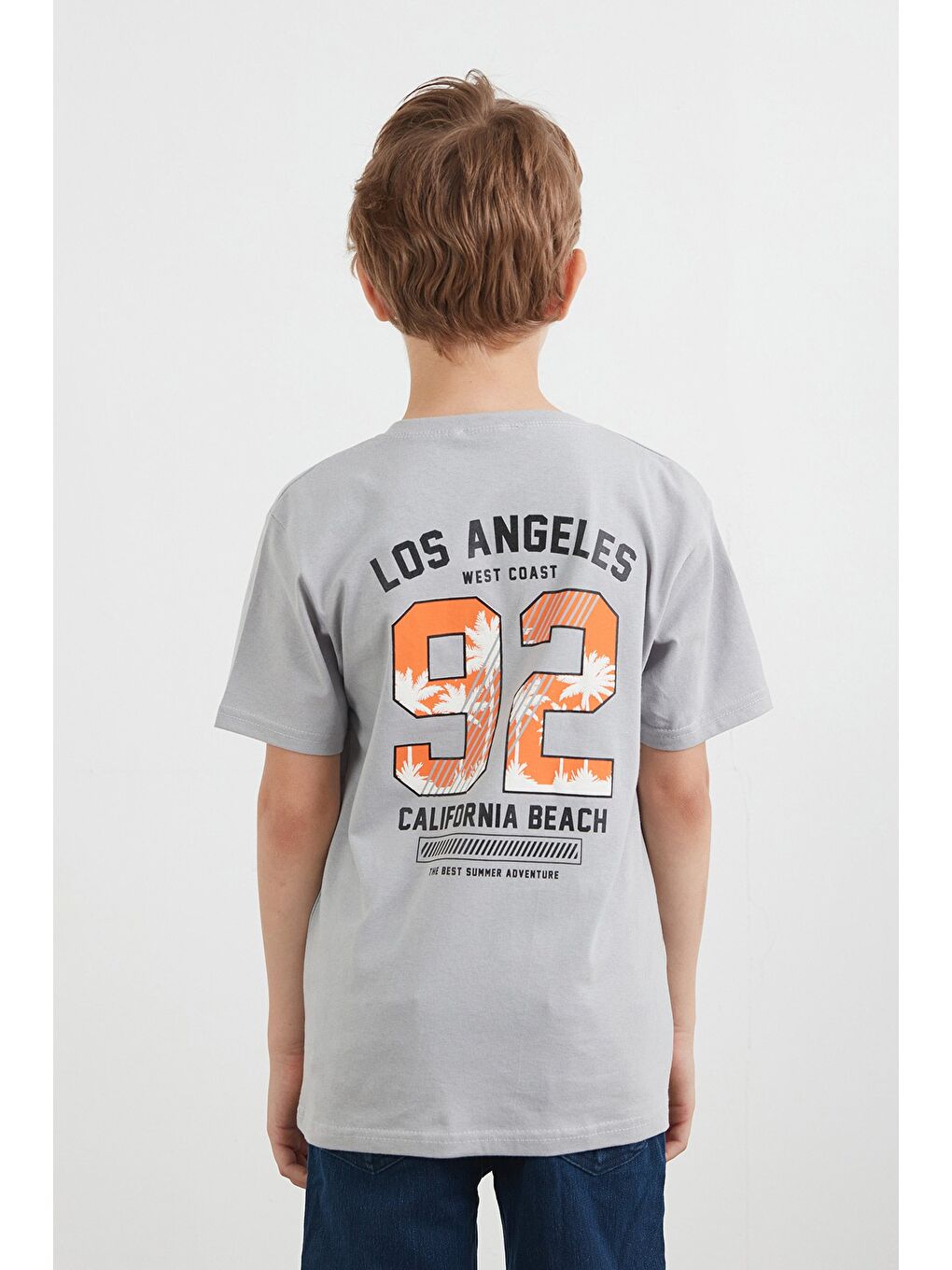 Gri Önü Ve Arkası 92 Baskılı Erkek Çocuk Tişört-3