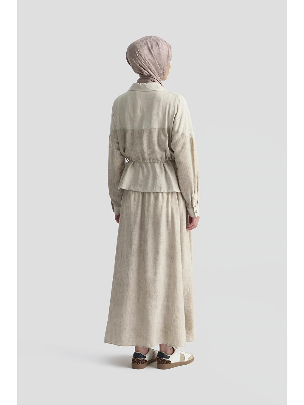 Efekt Kumaşlı Ceketli Takım Bej-3