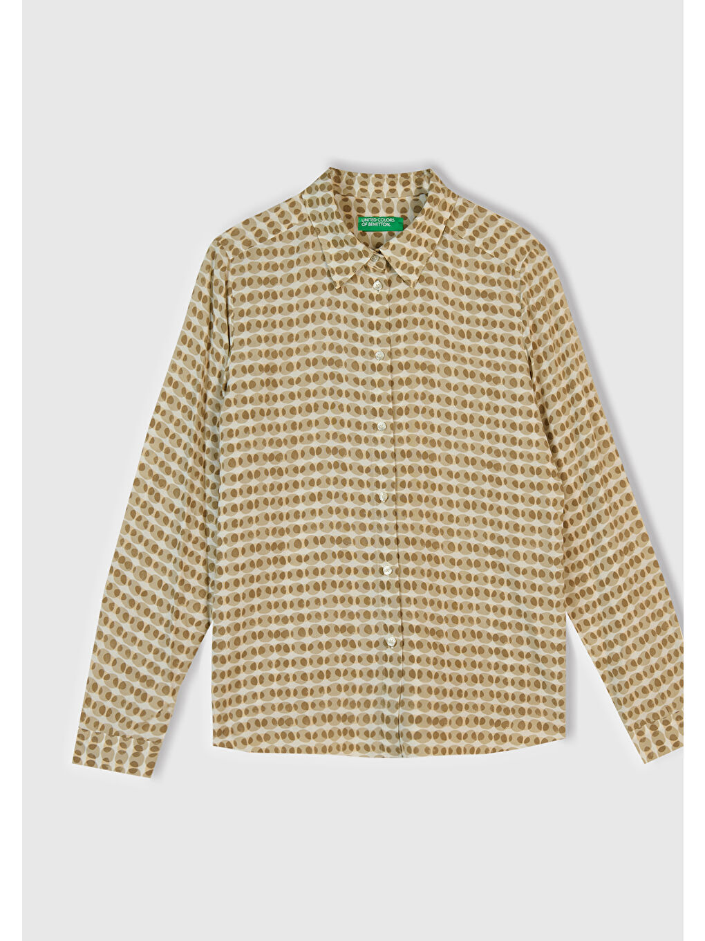 Kadın Bej %100 Viskoz Desenli Gömlek