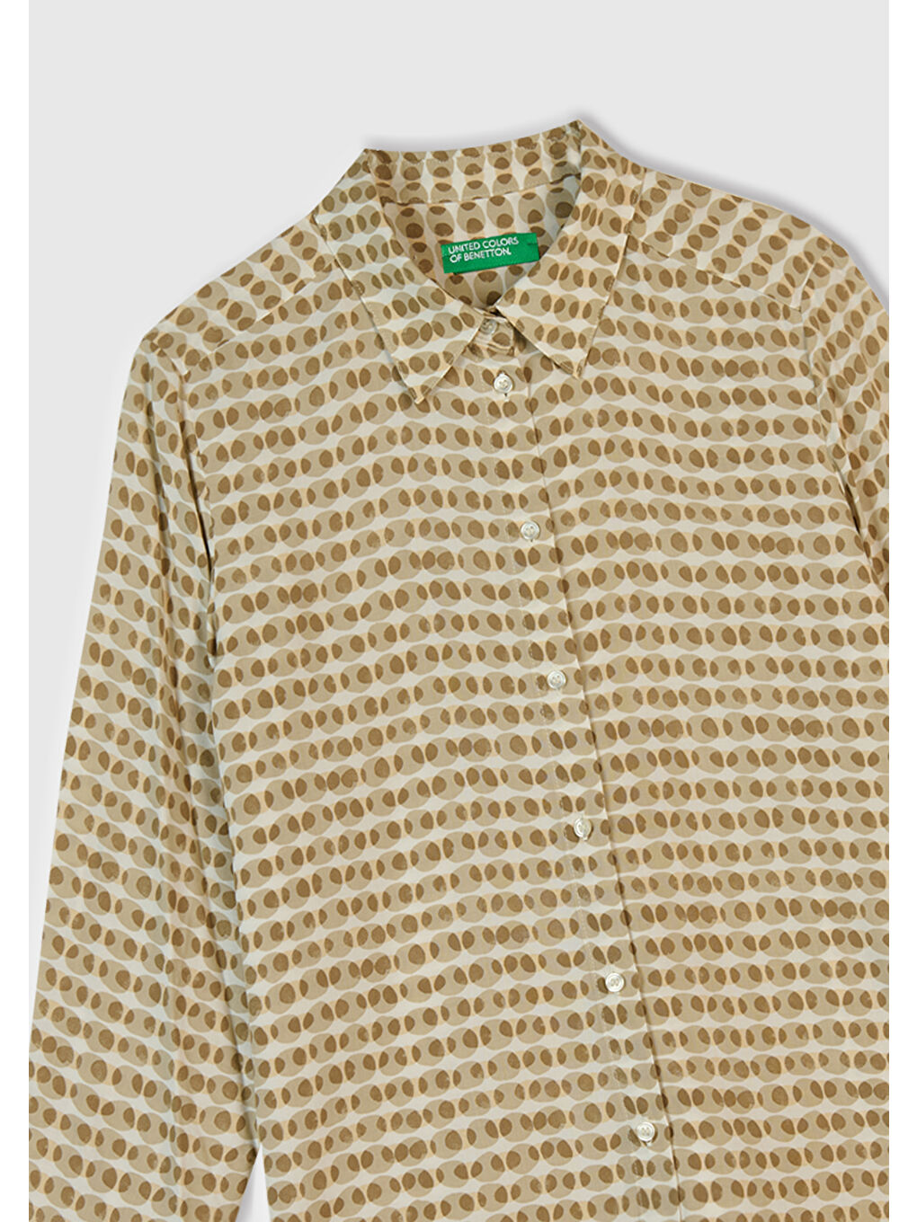 Kadın Bej %100 Viskoz Desenli Gömlek-1