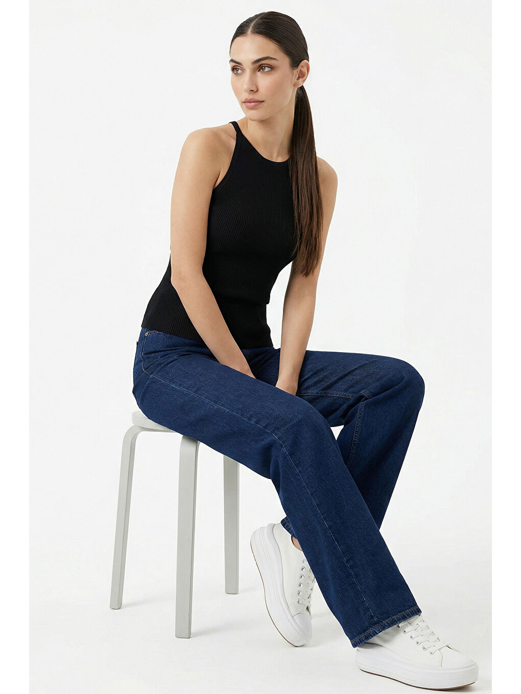 Kadın Askılı Örme Atlet 15935 - Siyah-2