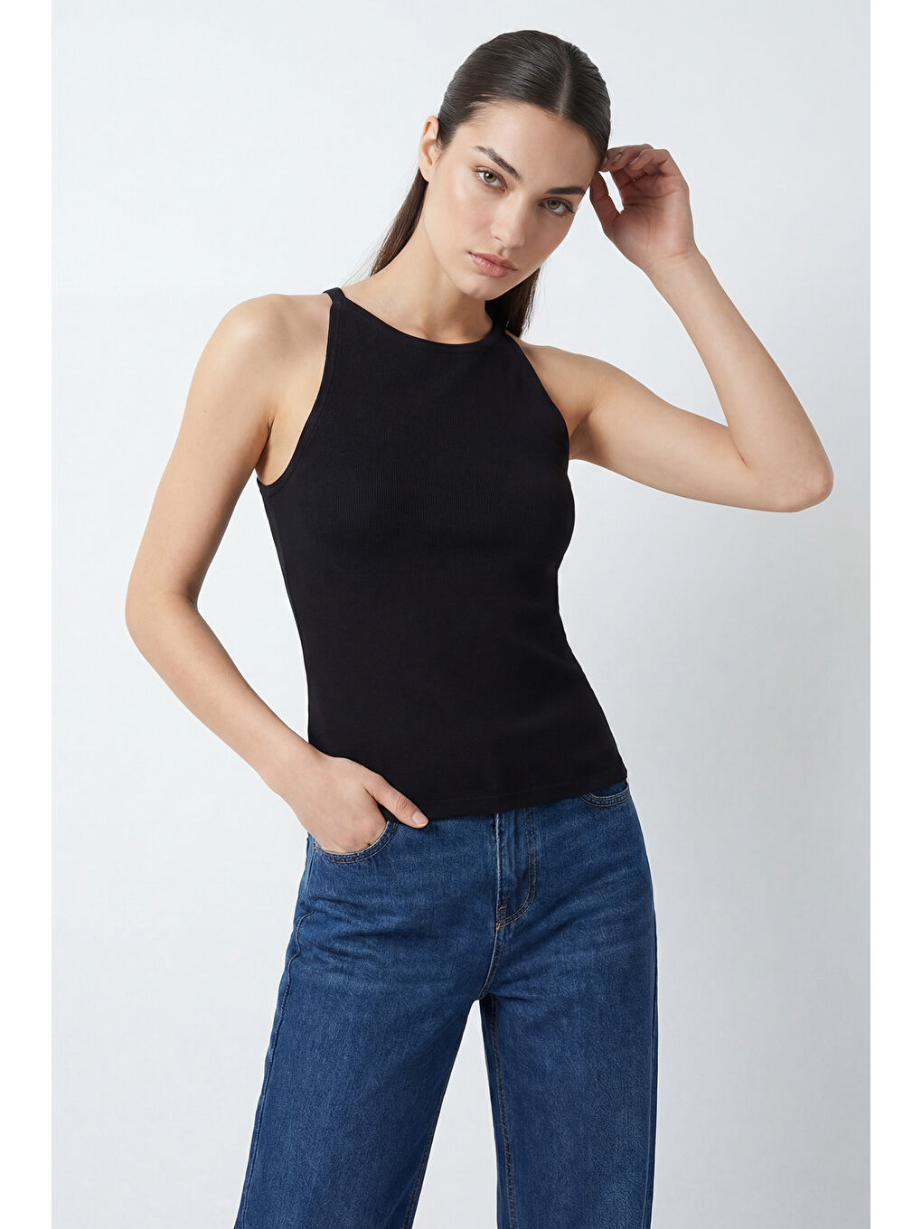 Kadın Askılı Örme Atlet 15935 - Siyah-3