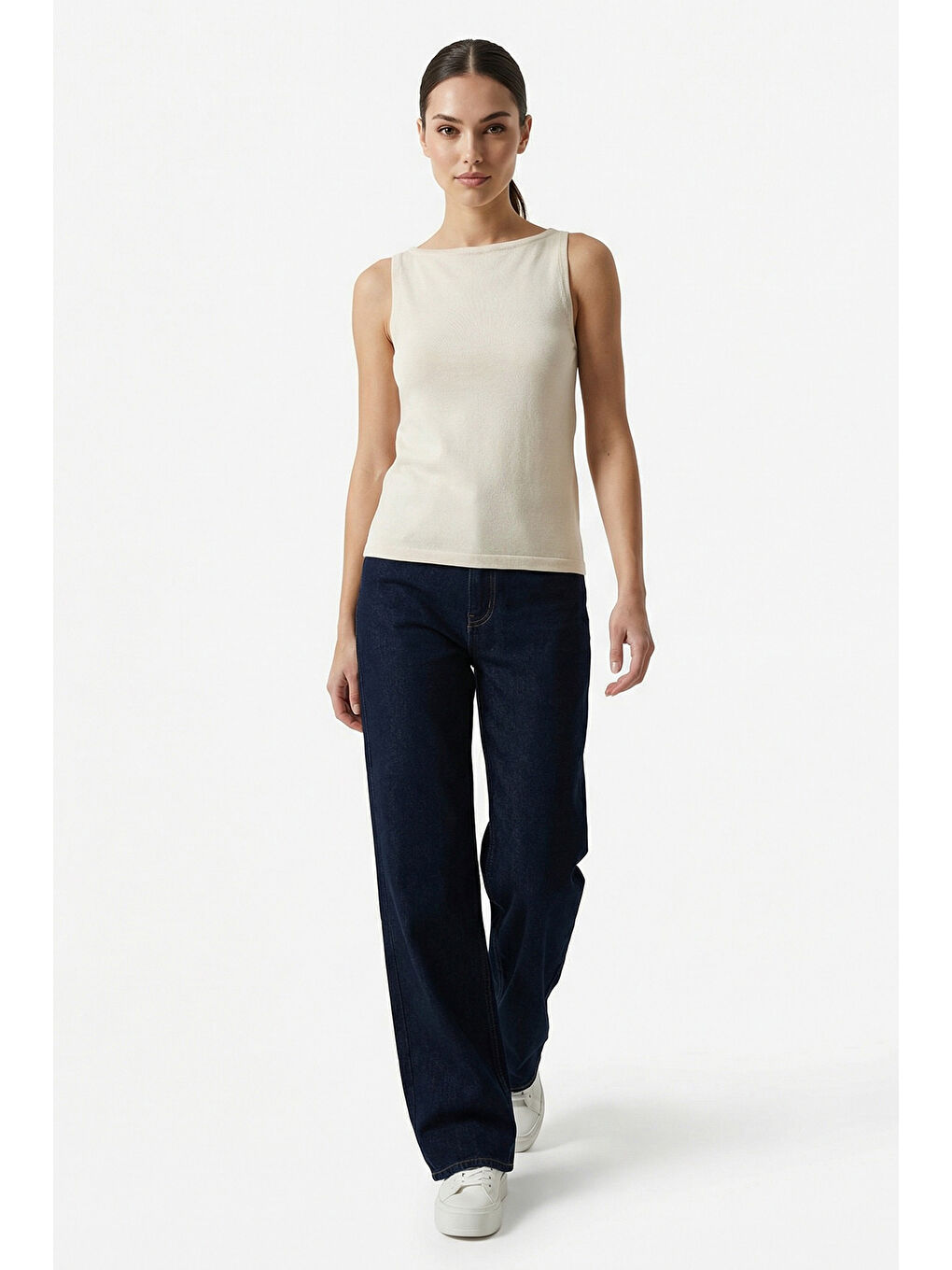 Ekru Kadın Askılı Örme Atlet 15935 - Krem-3