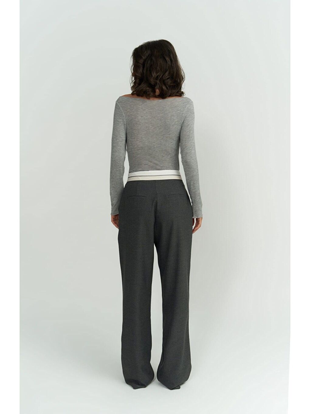 Gri Zelmira Füme Ters Kemer Pantolon-3