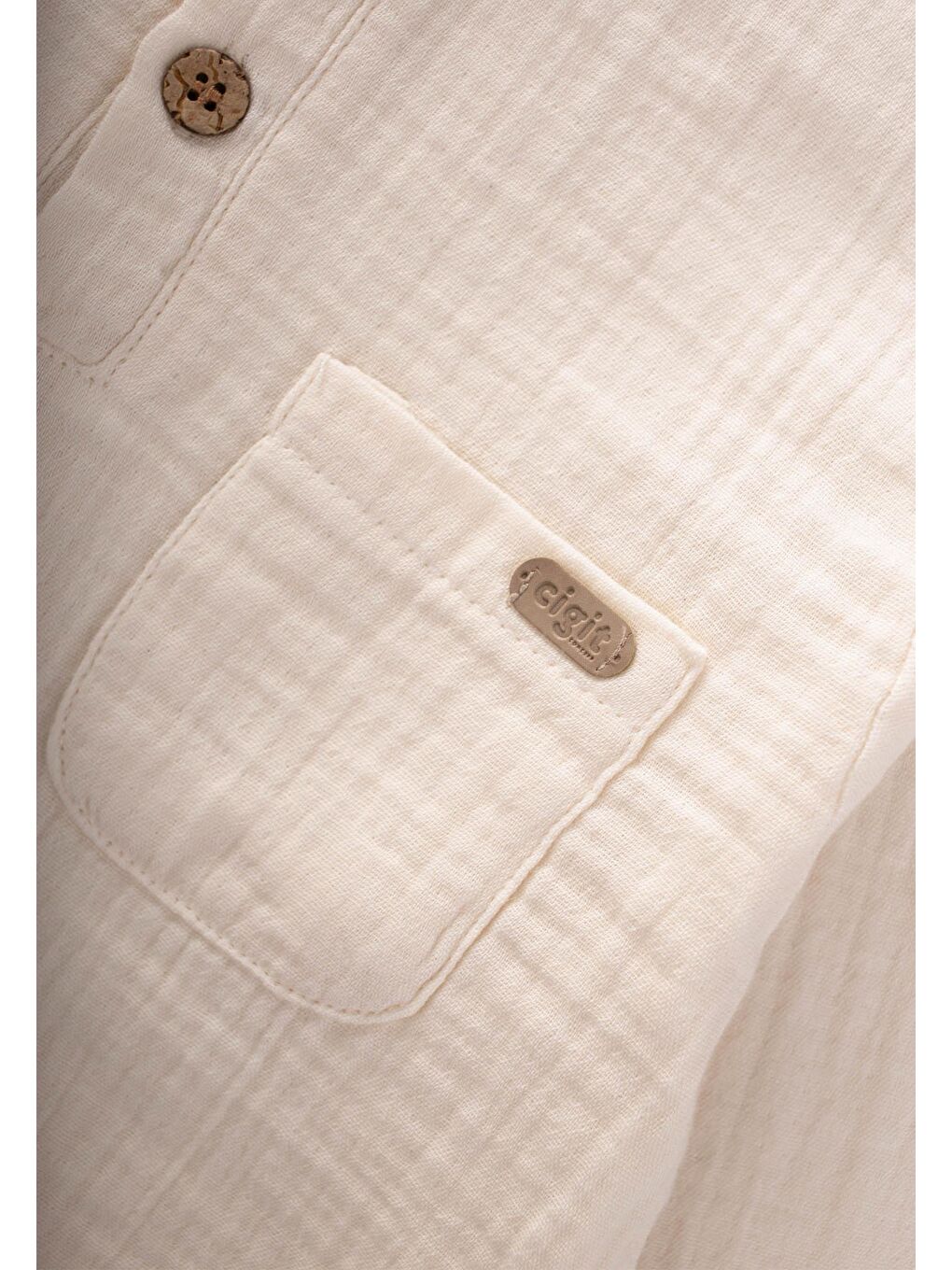 Ekru Organik Bohem Gömlekli Mevsimlik Takım 8-12 Yaş Krem/Ç.Yeşili-2