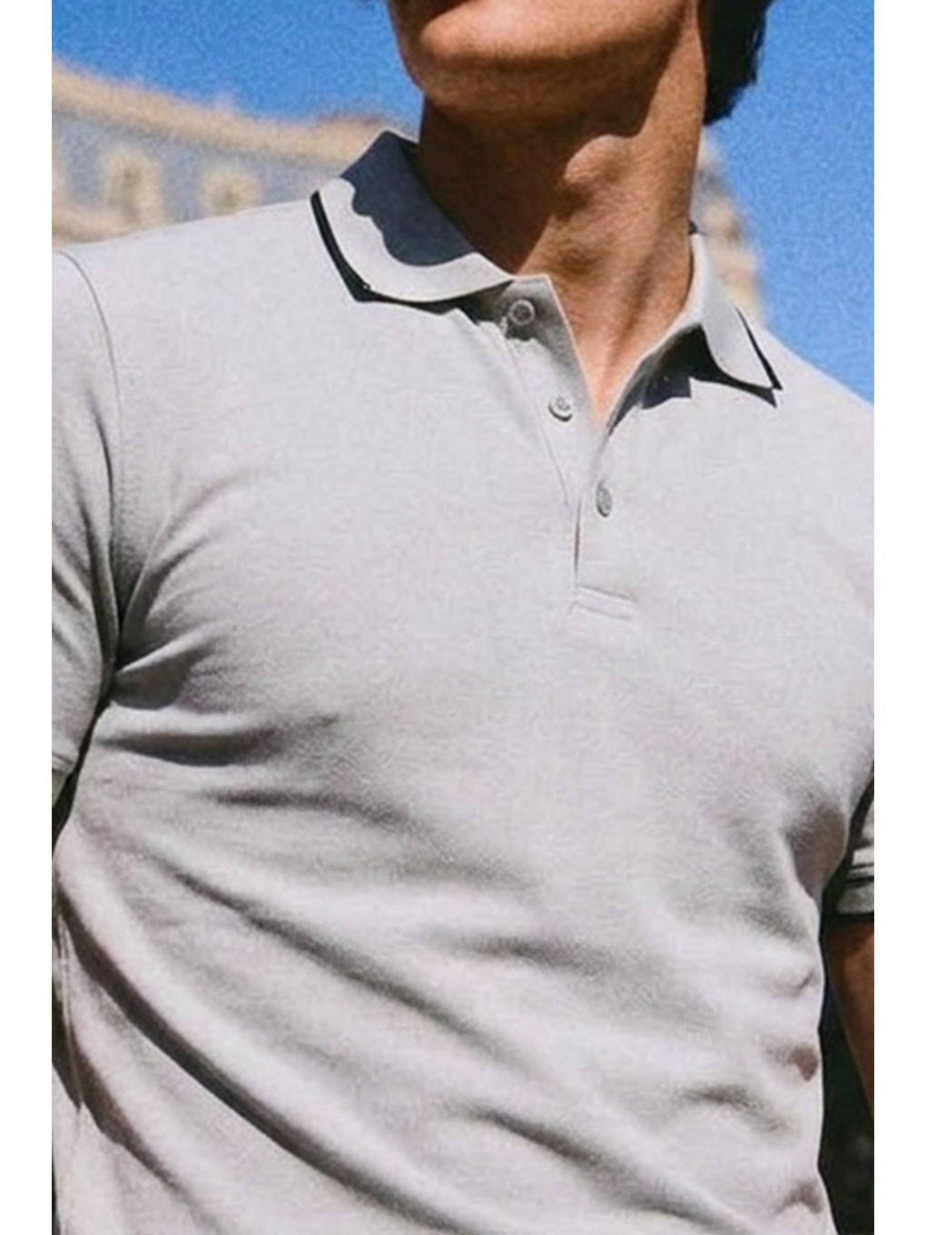 Erkek Basic Klasik Gri Polo Yaka Tişört-4