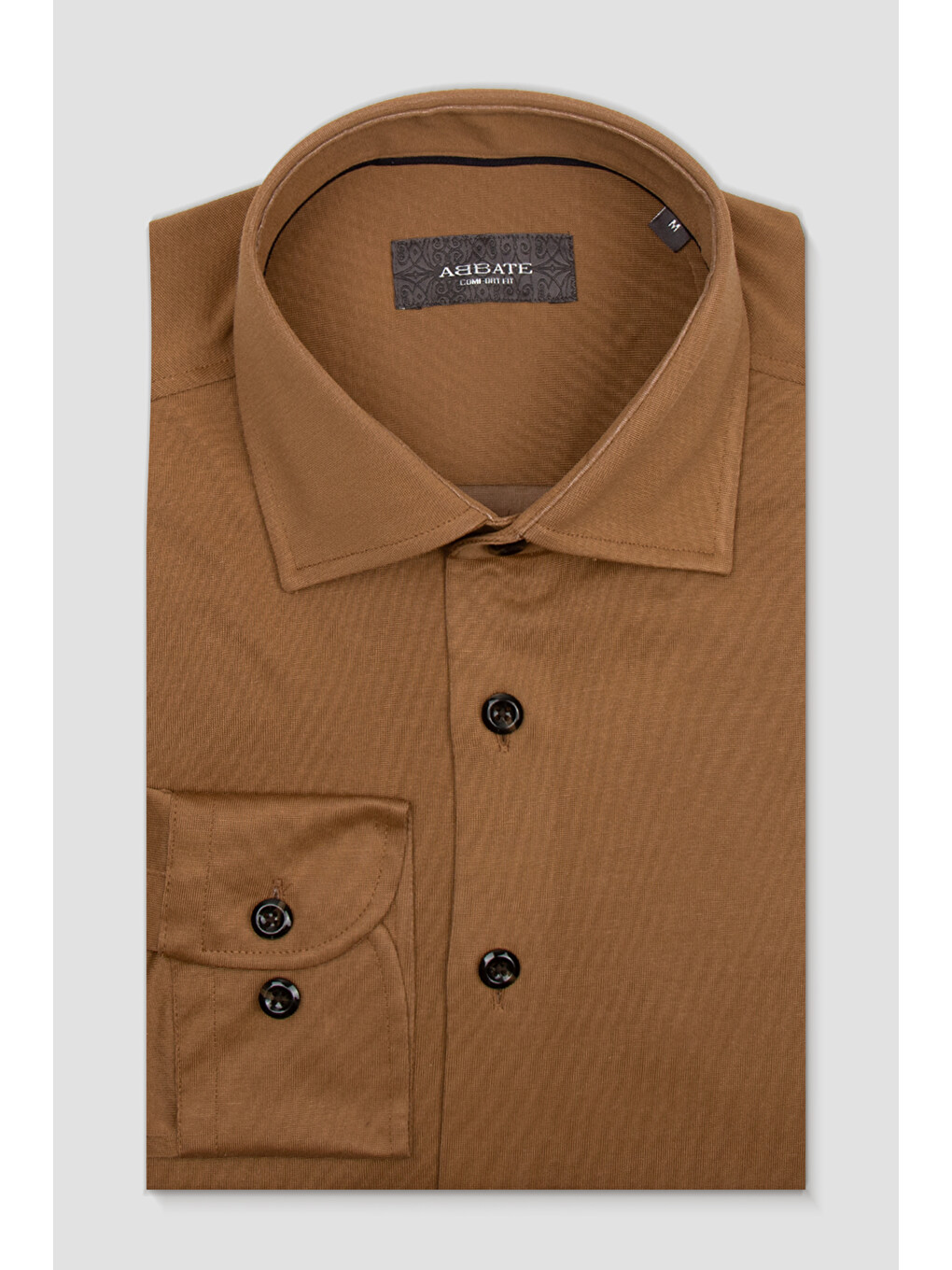 Floransa Dokuma Rayon Karışımlı Comfort Fit Açık Kahverengi Klasik Yaka Erkek Düz Gömlek-4