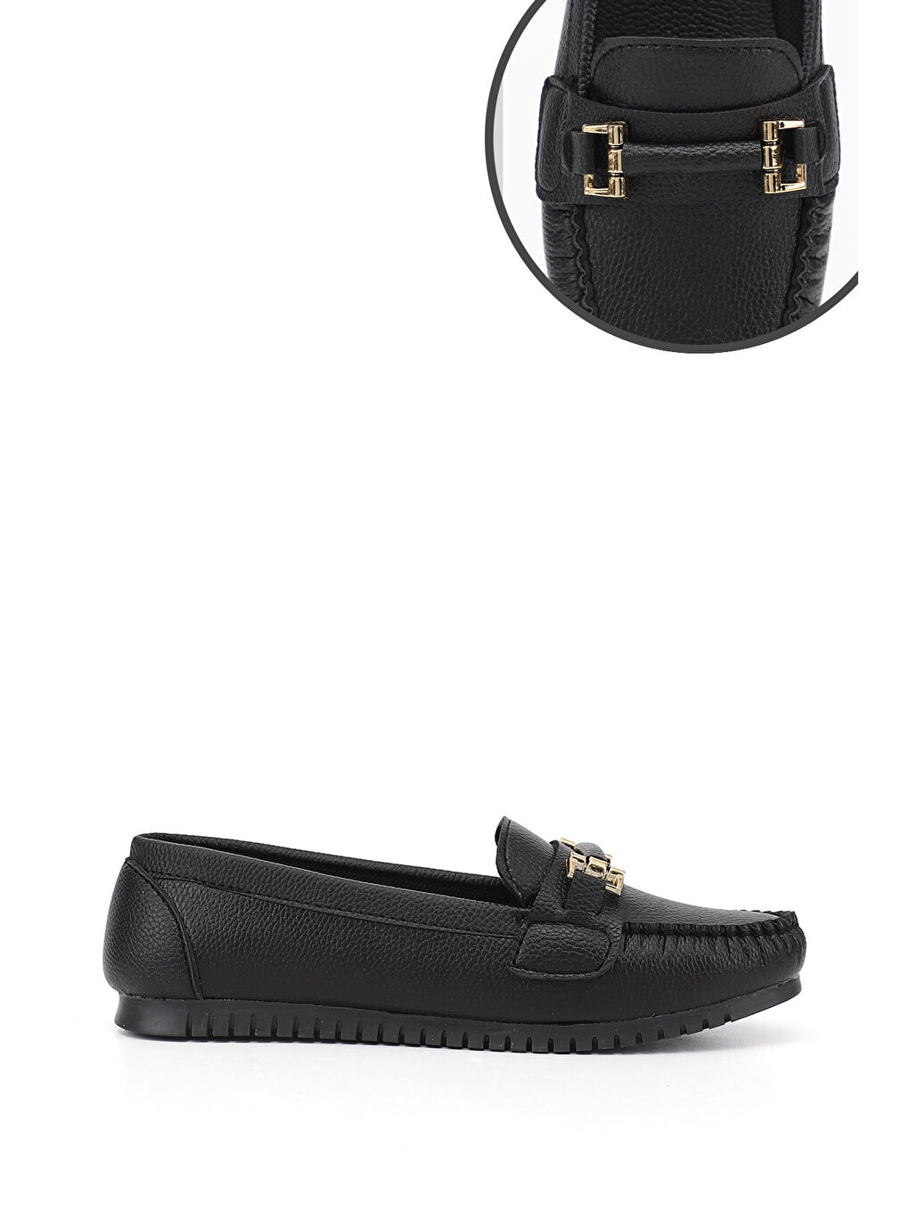 Siyah Kadın SİYAH Düz Taban Tokalı Babet-3