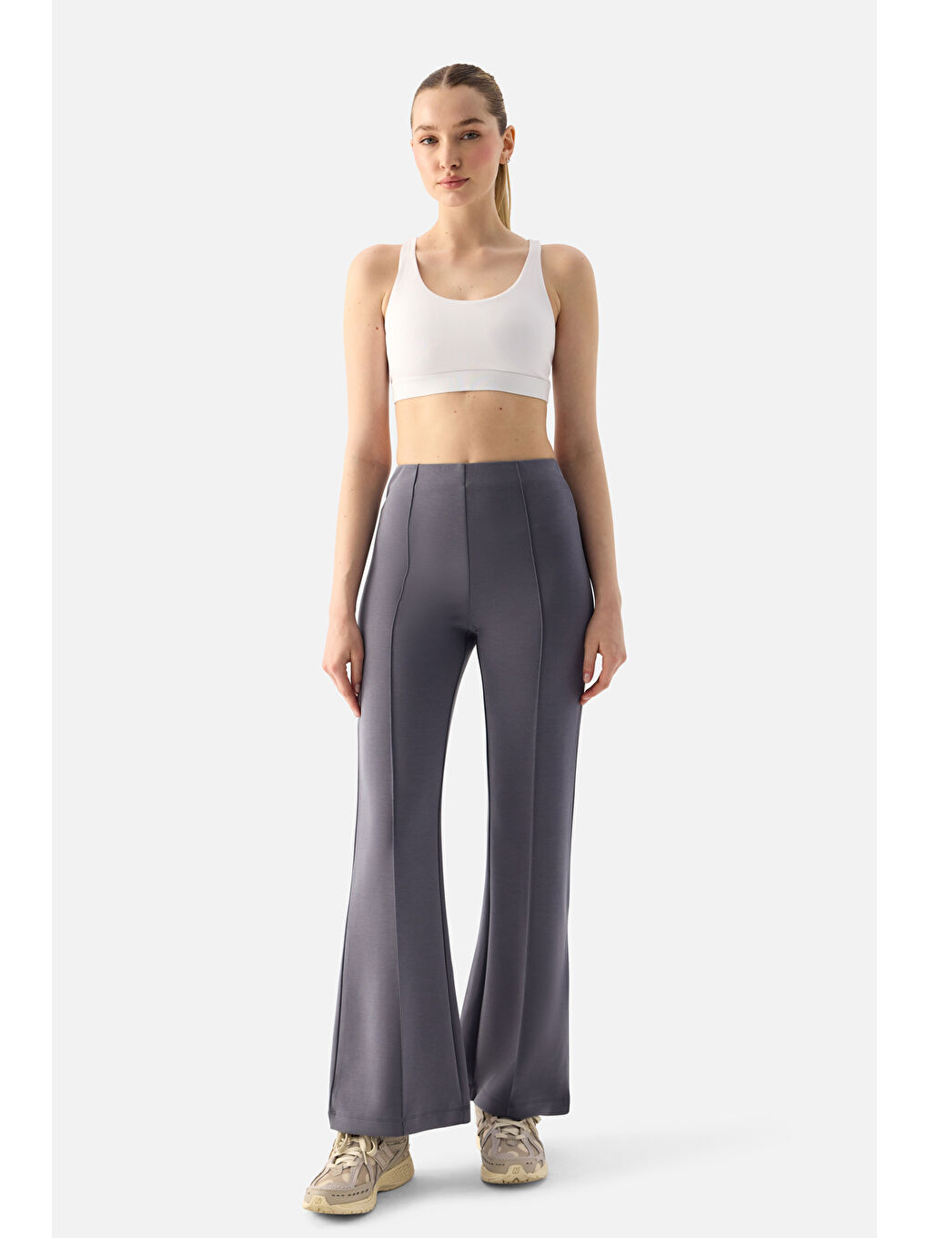 Gri Mira Modal İspanyol Paça Füme Pantolon