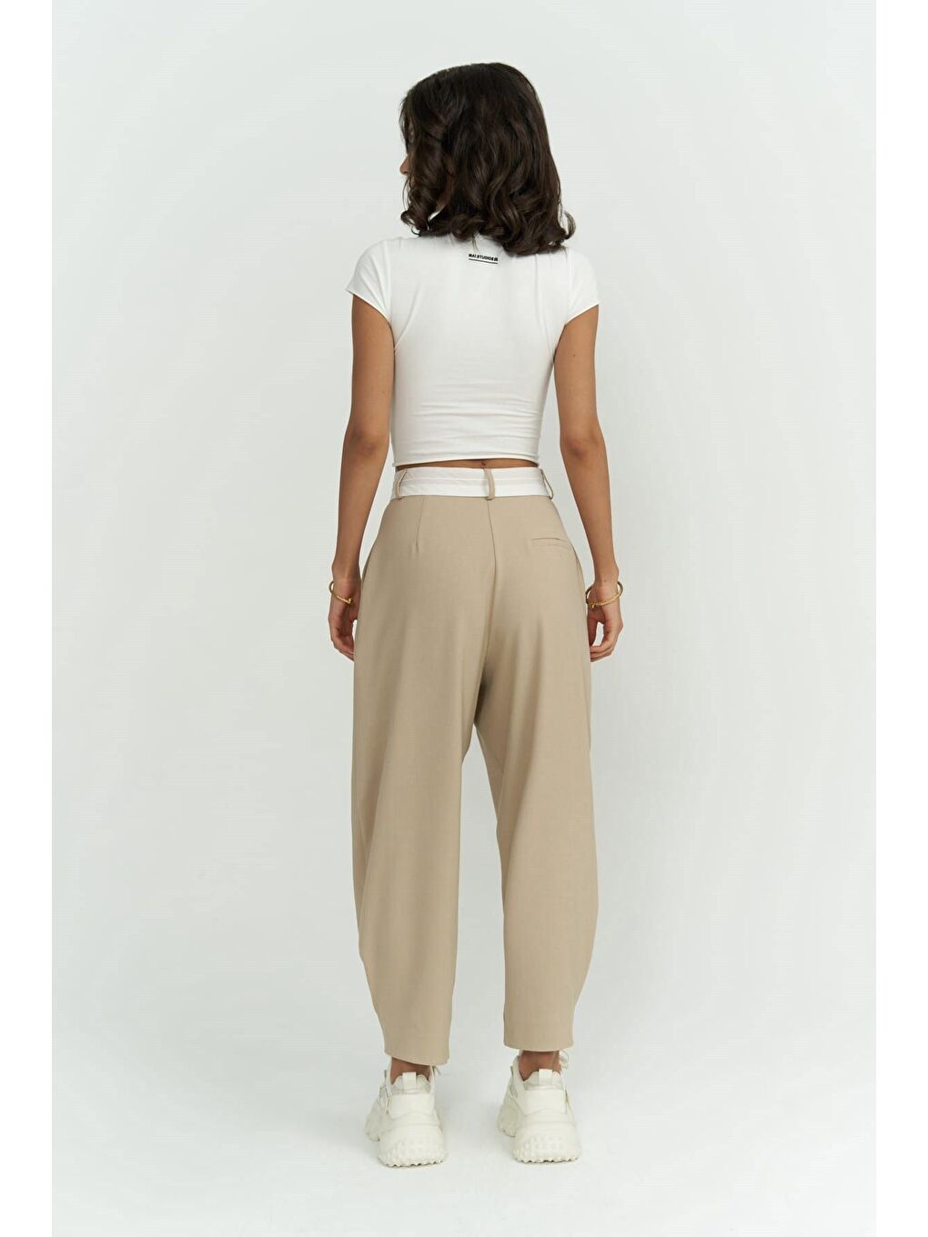 Patrice Ters Kemer Bej Pantolon-4