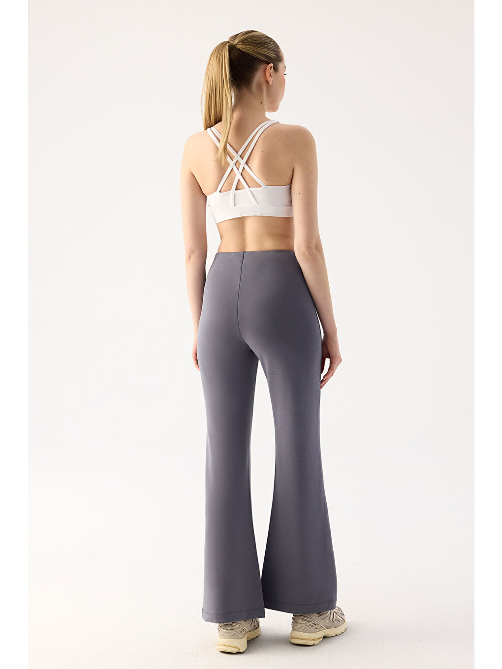 Gri Mira Modal İspanyol Paça Füme Pantolon-1