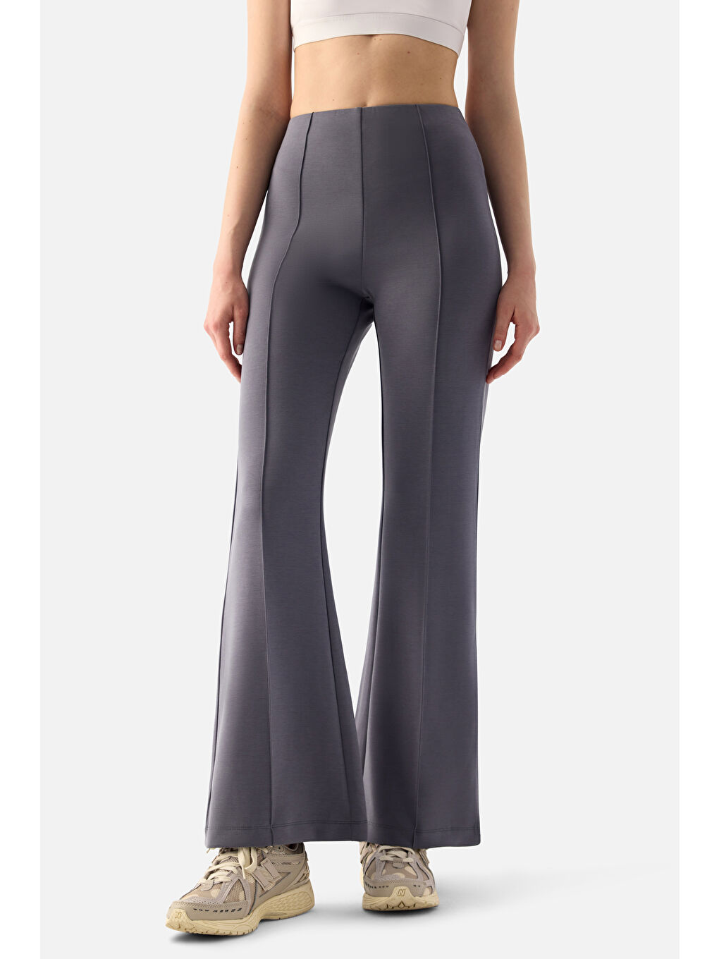 Gri Mira Modal İspanyol Paça Füme Pantolon-3