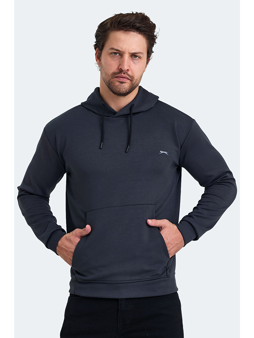 KULA 2 li set Erkek Kapüşonlu Cepli Siyah - Gri Sweatshirt-1