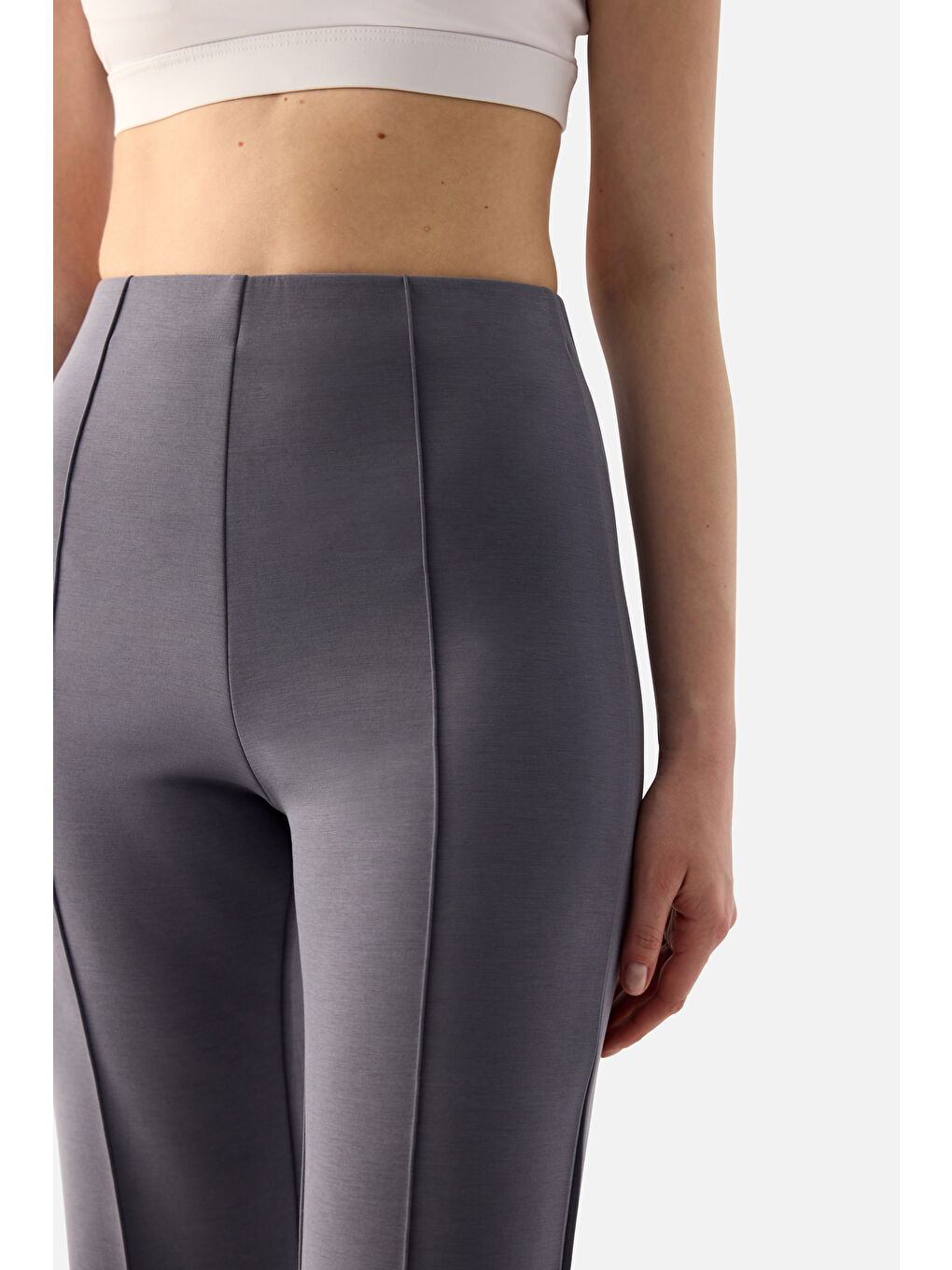 Gri Mira Modal İspanyol Paça Füme Pantolon-4