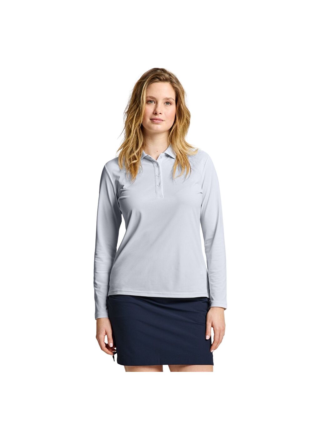 Ws Tech Pique Polo Ls Kadın Gri Tişört