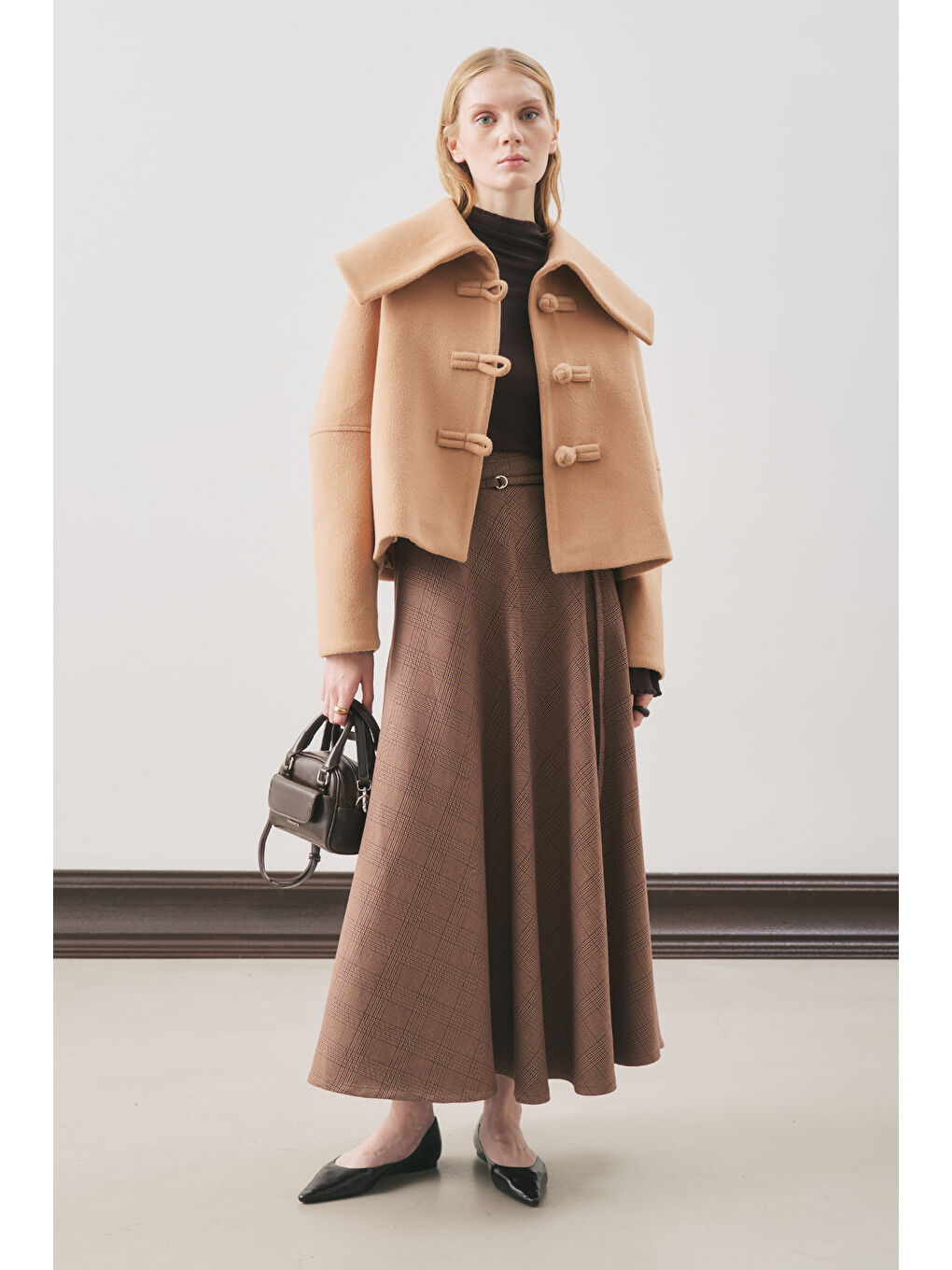 Kahverengi Isabel Kısa Kaşe Ceket Sütlü Kahve-1