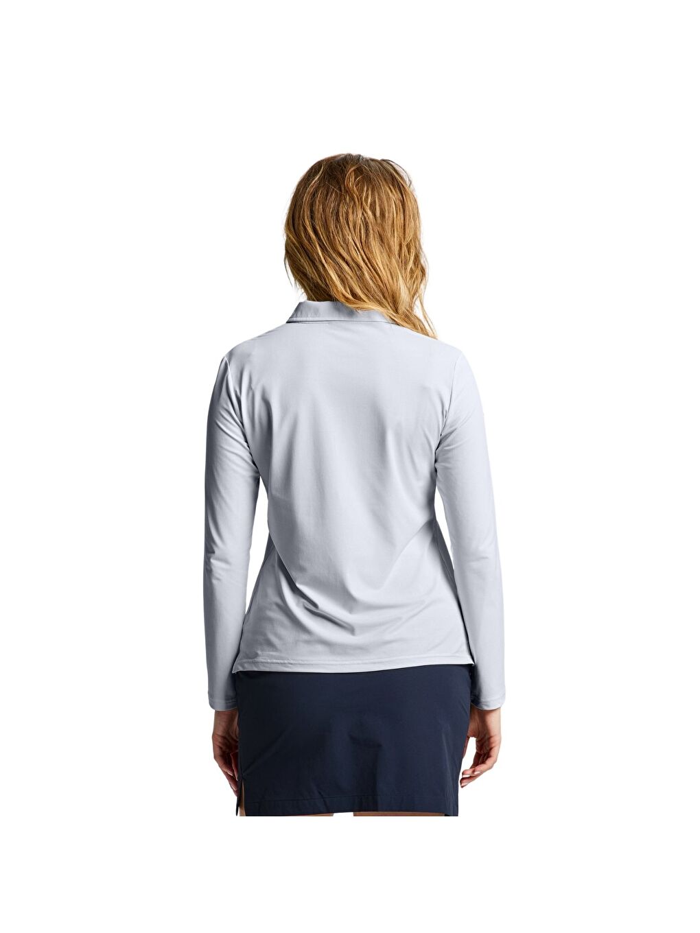 Ws Tech Pique Polo Ls Kadın Gri Tişört-1