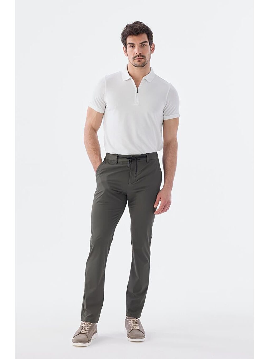 Yeşil Comfort Fit Lastikli Spor Pantolon-2