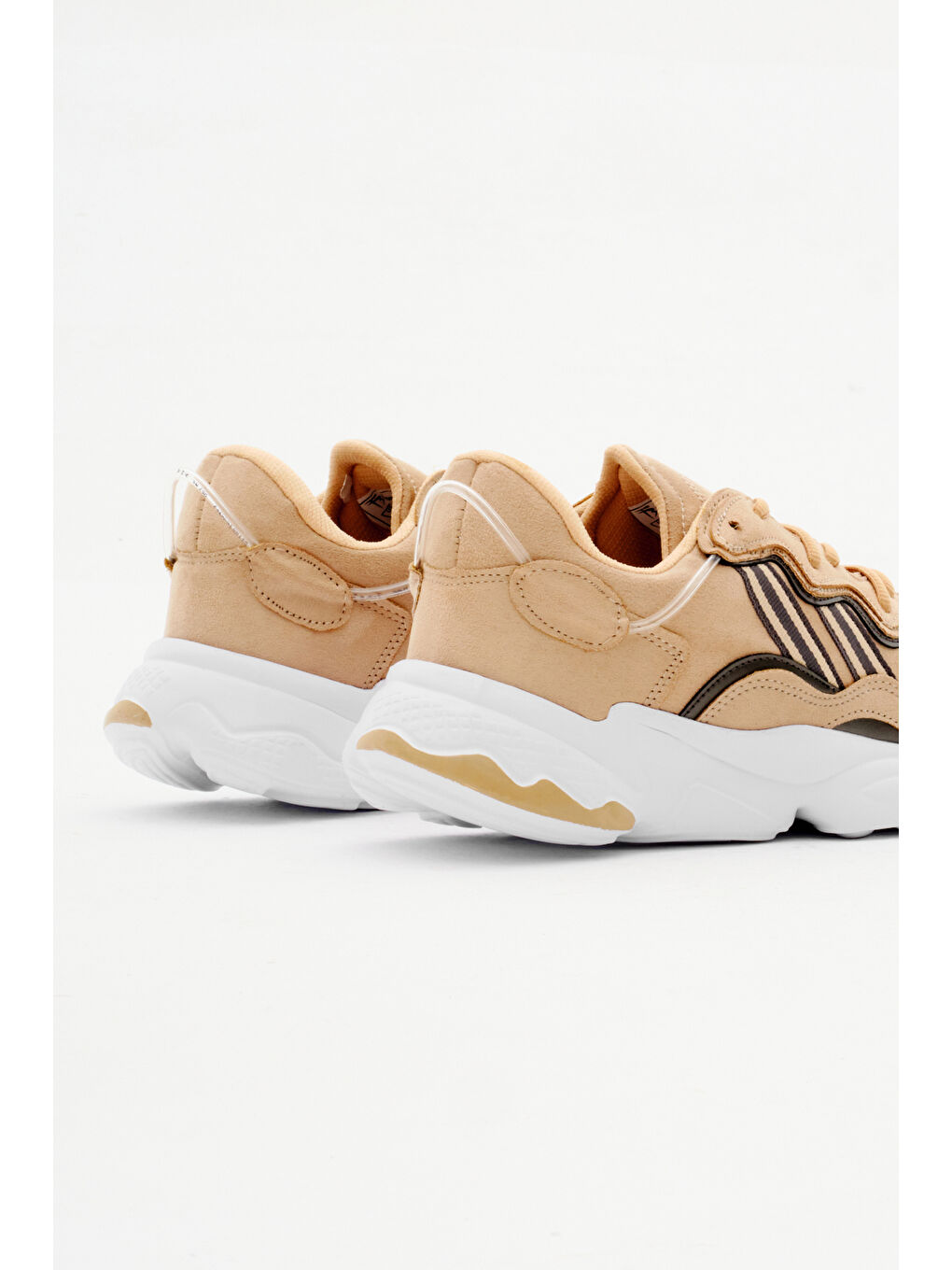 Unisex Bej Rahat Kalıp Yüksek Taban Şeritli Bağcıklı Spor Ayakkabı-4