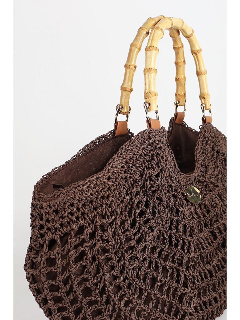 Kahverengi Kemik Saplı Acı Kahve Renk Plaj Çantası 1155-1