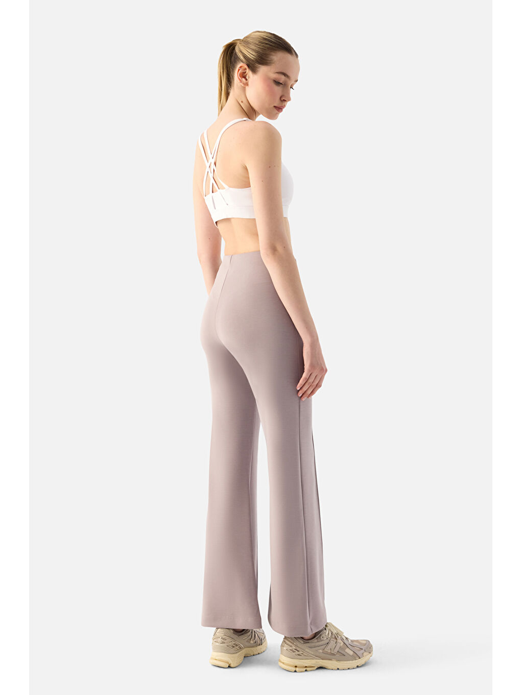 Bej Mira Modal İspanyol Paça Taş Rengi Pantolon-2