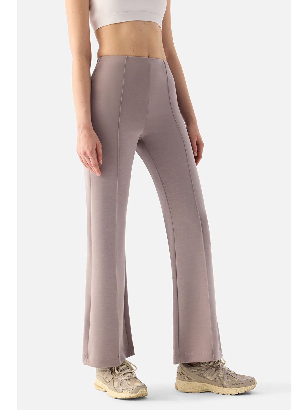 Bej Mira Modal İspanyol Paça Taş Rengi Pantolon-3