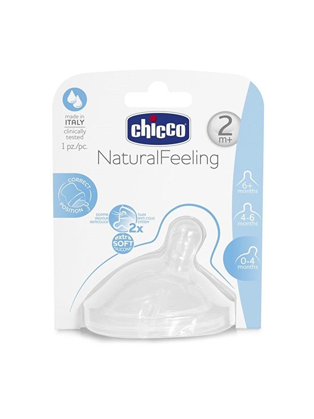 Chicco Biberon Emziği Tekli Natural Feeling 2 Ay+