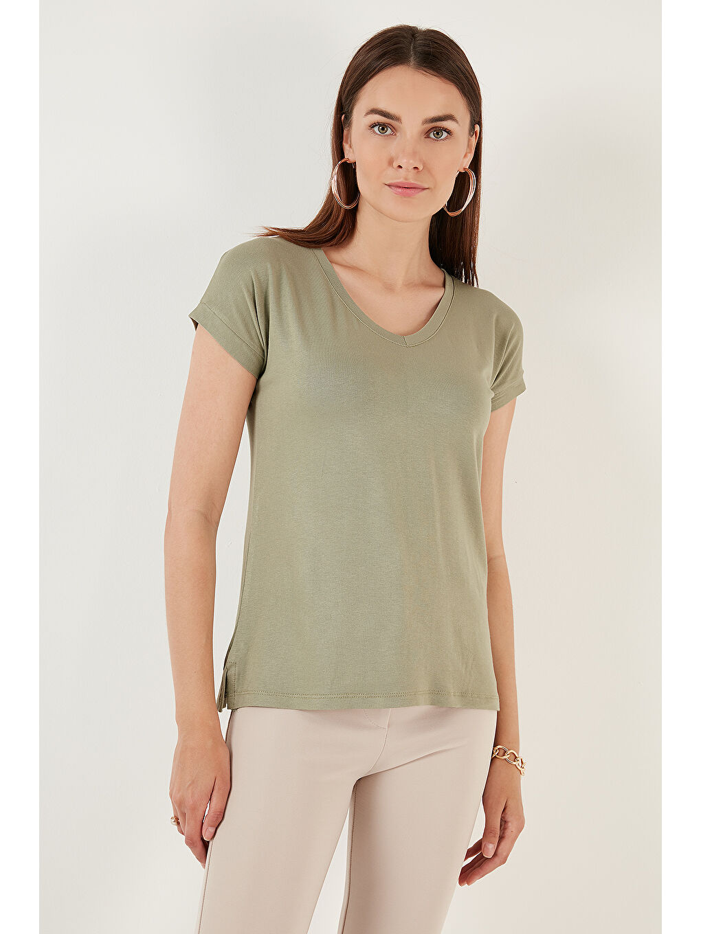 Siyah V Yaka Relaxed Fit Yırtmaç Detaylı 2'li Paket Bluz 5862000S2-1